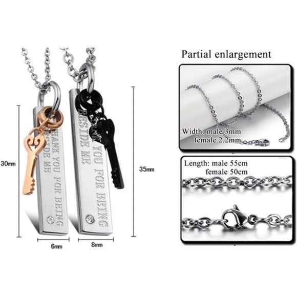 Matching Necklace For Couples Titanium Promise Love Stainless Steel Pendant - Picture 4 of 7